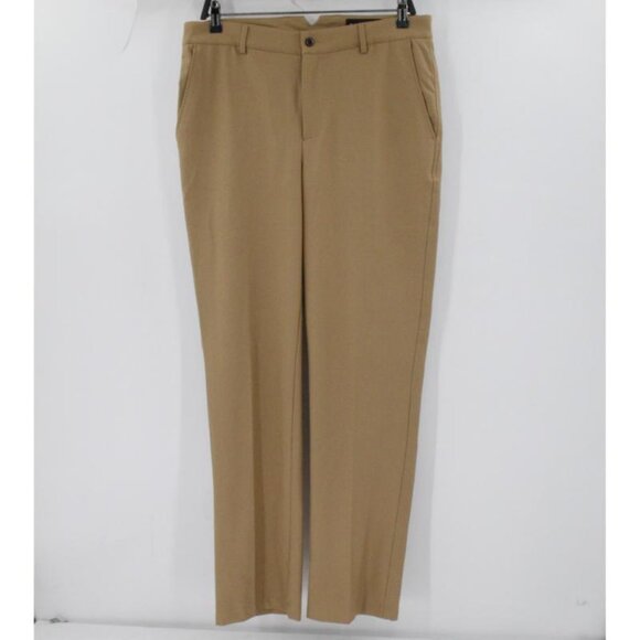 dunning pants Mens 32 everbest golf flat front tan pants stretch 34x32 - Picture 1 of 13